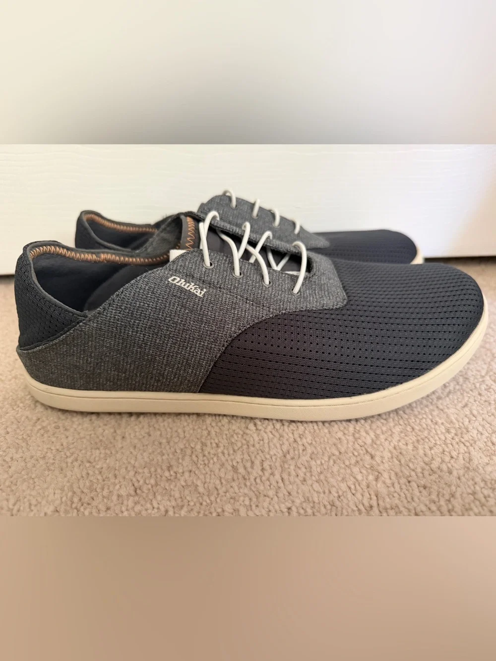 Olukai Men’s Size 11.5 Nohea Moku Gray Casual Slip On Boat Deck Shoes